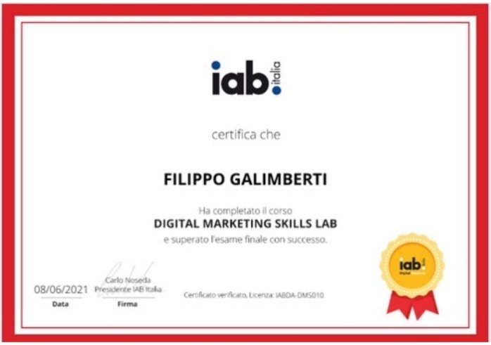 Certificazione corso IAB